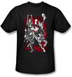 Justice League Superheroes T-shirt - JLA Explosion Adult Black Tee