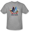 Justice League Superheroes T-shirt - Team Power Adult Heather Gray Tee