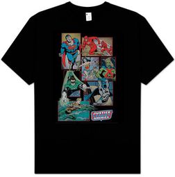 Justice League T-shirt DC Comics Justice League Boxes Black Tee