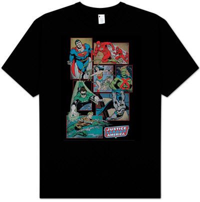 Justice League T-shirt DC Comics Justice League Boxes Black Tee
