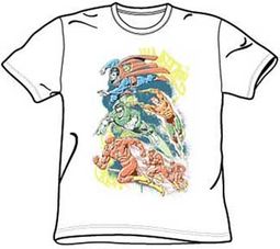 Justice League T-shirt - Halftone League Adult White Tee