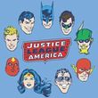 Justice League T-shirt - Justice Head Circle Adult Carolina Blue Tee