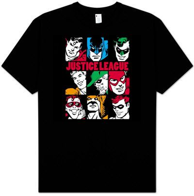 Justice League T-shirt - Nine Blocks Adult Black Tee