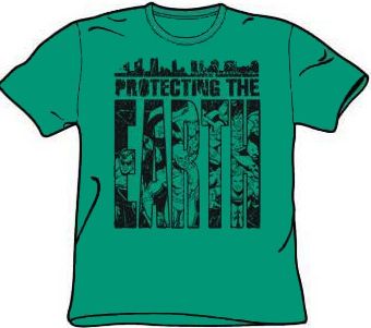 Justice League T-shirt - Protecting The Earth Adult Kelly Green Tee