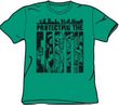 Justice League T-shirt - Protecting The Earth Adult Kelly Green Tee