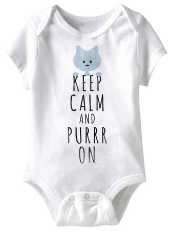 Keep Calm And Purr On Funny Baby Romper White Infant Babies Creeper
