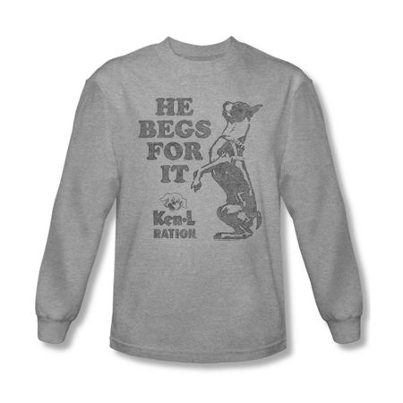 Ken L Ration Shirt Beg For It Long Sleeve Athletic Heather Tee T-Shirt