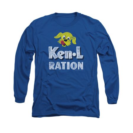 Ken L Ration Shirt Distressed Logo Long Sleeve Royal Blue Tee T-Shirt