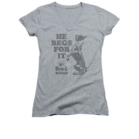 Ken L Ration Shirt Juniors V Neck Beg For It Athletic Heather T-Shirt