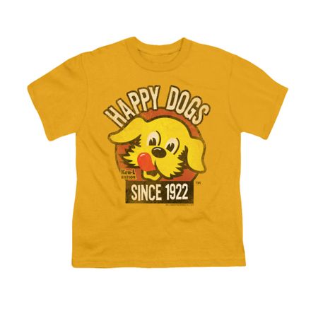 Ken L Ration Shirt Kids Happy Dogs Gold T-Shirt