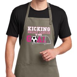 Kicking Breast Cancer is Our Goal Full Length Apron with Pockets