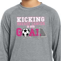 Kicking Breast Cancer is Our Goal Kids Dry Wicking Long Sleeve Shirt