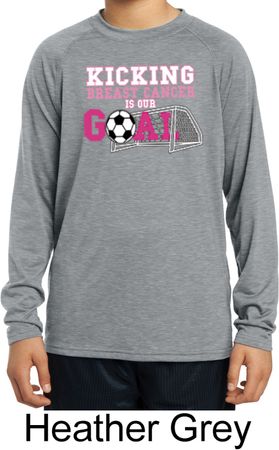 Kicking Breast Cancer is Our Goal Kids Dry Wicking Long Sleeve Shirt
