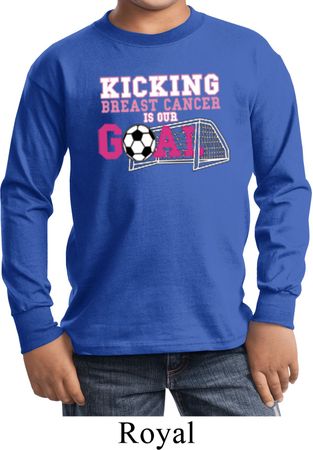 Kicking Breast Cancer is Our Goal Kids Long Sleeve Shirt