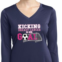 Kicking Breast Cancer is Our Goal Ladies Dry Wicking Long Sleeve Shirt Kicking Breast Cancer is Our Goal Ladies Dry Wicking Long Sleeve Shirt