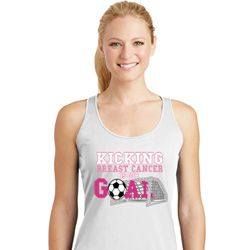 Kicking Breast Cancer is Our Goal Ladies Dry Wicking Racerback Tank Kicking Breast Cancer is Our Goal Ladies Dry Wicking Racerback Tank