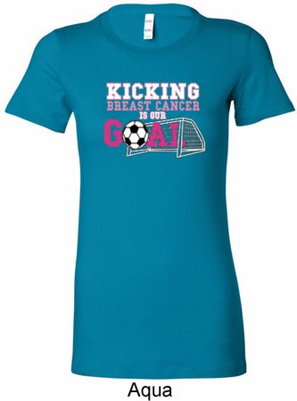 Kicking Breast Cancer is Our Goal Ladies Longer Length Shirt