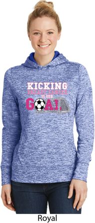 Kicking Breast Cancer is Our Goal Ladies Moisture Wicking Hoodie