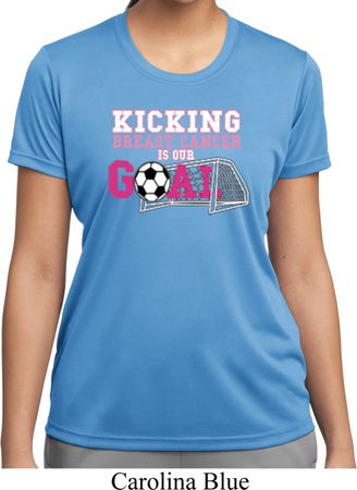 Kicking Breast Cancer is Our Goal Ladies Moisture Wicking Shirt