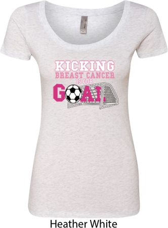 Kicking Breast Cancer is Our Goal Ladies Scoop Neck Shirt