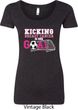 Kicking Breast Cancer is Our Goal Ladies Scoop Neck Shirt