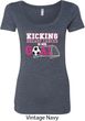 Kicking Breast Cancer is Our Goal Ladies Scoop Neck Shirt