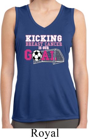 Kicking Breast Cancer is Our Goal Ladies Sleeveless Moisture Wicking