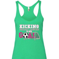 Kicking Breast Cancer is Our Goal Ladies Tri Blend Racerback Tank Top Kicking Breast Cancer is Our Goal Ladies Tri Blend Racerback Tank Top