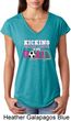 Kicking Breast Cancer is Our Goal Ladies Tri Blend V-Neck Shirt