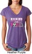 Kicking Breast Cancer is Our Goal Ladies Tri Blend V-Neck Shirt
