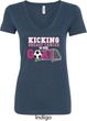 Kicking Breast Cancer is Our Goal Ladies V-Neck Shirt