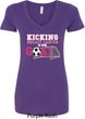 Kicking Breast Cancer is Our Goal Ladies V-Neck Shirt