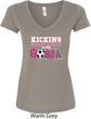 Kicking Breast Cancer is Our Goal Ladies V-Neck Shirt