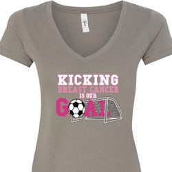 Kicking Breast Cancer is Our Goal Ladies V-Neck Shirt Kicking Breast Cancer is Our Goal Ladies V-Neck Shirt