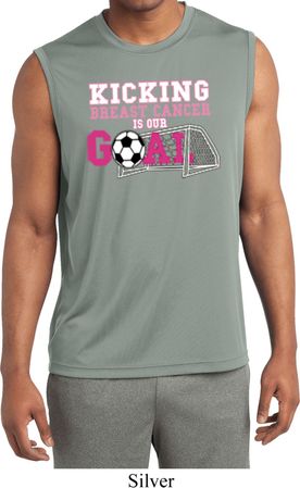 Kicking Breast Cancer is Our Goal Mens Sleeveless Moisture Wicking