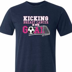 Kicking Breast Cancer is Our Goal Mens Tri Blend Crewneck Shirt