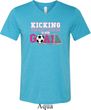 Kicking Breast Cancer is Our Goal Mens Tri Blend V-neck Shirt