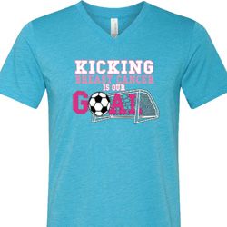Kicking Breast Cancer is Our Goal Mens Tri Blend V-neck Shirt
