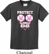 Kids Breast Cancer Awareness Shirt Protect 2nd Base Tee T-Shirt