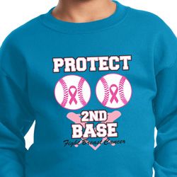 Kids Breast Cancer Awareness Sweatshirt Protect 2nd Base Sweat Shirt