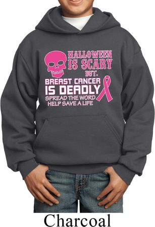Kids Breast Cancer Hoodie Halloween Scary Breast Cancer Deadly Hoody