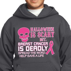Kids Breast Cancer Hoodie Halloween Scary Breast Cancer Deadly Hoody