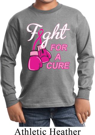 Kids Breast Cancer Shirt Fight For a Cure Long Sleeve Tee T-Shirt