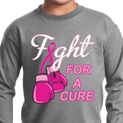 Kids Breast Cancer Shirt Fight For a Cure Long Sleeve Tee T-Shirt