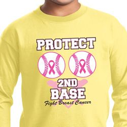 Kids Breast Cancer Shirt Protect 2nd Base Long Sleeve Tee T-Shirt