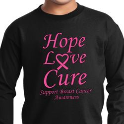 Kids Breast Cancer Tee Hope Love Cure Youth Long Sleeve