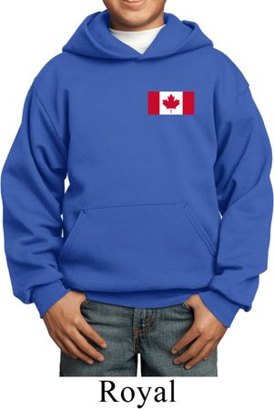 Kids Canada Hoodie Canadian Flag Pocket Print Youth Hoody
