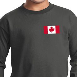 Kids Canadian Flag Pocket Print Youth Long Sleeve