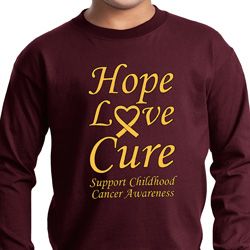 Kids Childhood Cancer Awareness Hope Love Cure Youth Long Sleeve