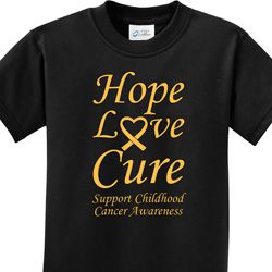 Kids Childhood Cancer Awareness Hope Love Cure Youth T-shirt